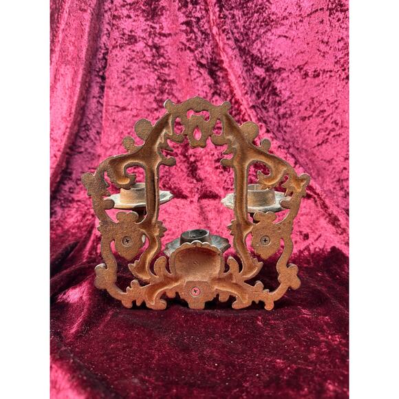 Antique Home Decor - Cast Iron 3 Candle Sconce - Dark Gothic Style Fixture